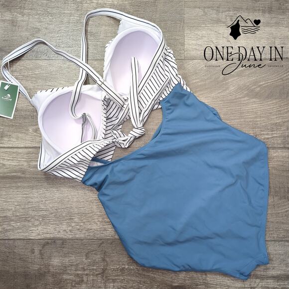 Eomenie Cross Front Cut Out One Piece Swimsuit Size XL - Picture 7 of 7